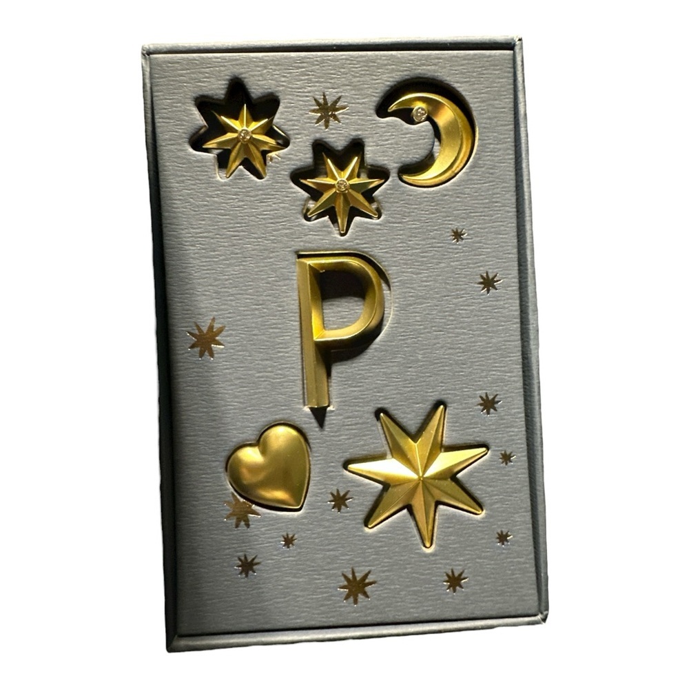 Anthropologie Monogram Candle Charms Gold Letter “P” New In Box Stars Moon - Picture 3 of 4